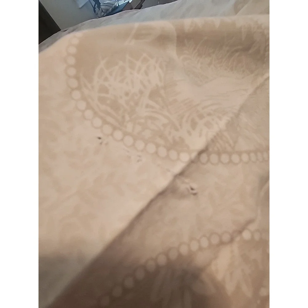 French Country Cottagecore Tan Cream Swan Bird Toile Reversible Duvet Cover FULL